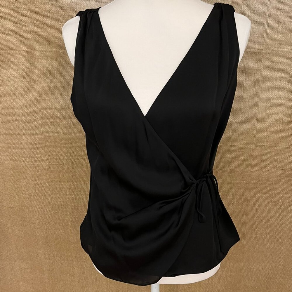 Ralph Lauren Black Sleeveless Wrap Top Size 4 New With Tags